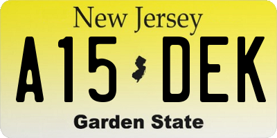 NJ license plate A15DEK