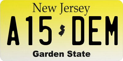 NJ license plate A15DEM