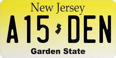 NJ license plate A15DEN