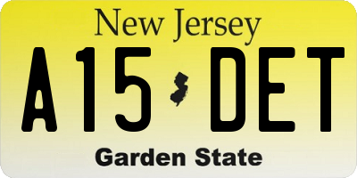 NJ license plate A15DET