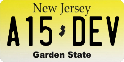 NJ license plate A15DEV