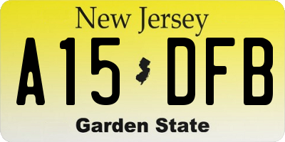 NJ license plate A15DFB