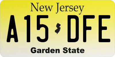 NJ license plate A15DFE