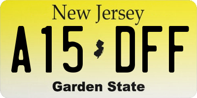 NJ license plate A15DFF