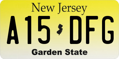 NJ license plate A15DFG
