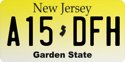NJ license plate A15DFH