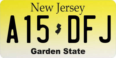 NJ license plate A15DFJ