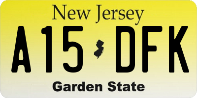 NJ license plate A15DFK