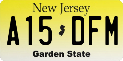 NJ license plate A15DFM