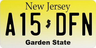 NJ license plate A15DFN