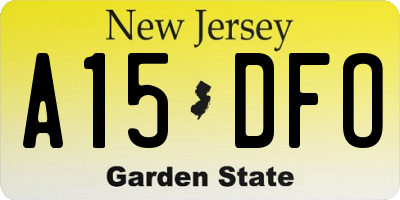 NJ license plate A15DFO