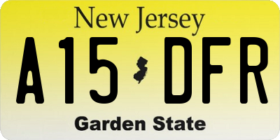 NJ license plate A15DFR