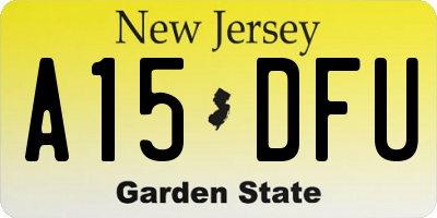 NJ license plate A15DFU