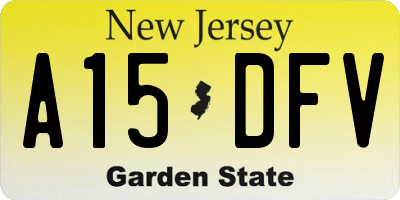 NJ license plate A15DFV