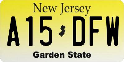 NJ license plate A15DFW
