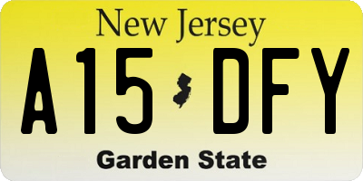 NJ license plate A15DFY