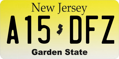 NJ license plate A15DFZ