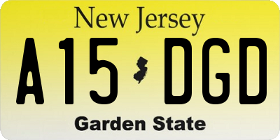 NJ license plate A15DGD