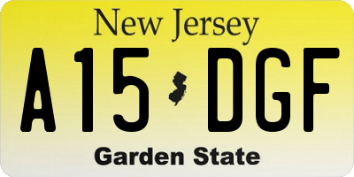 NJ license plate A15DGF
