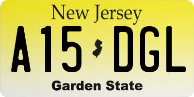 NJ license plate A15DGL