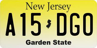 NJ license plate A15DGO