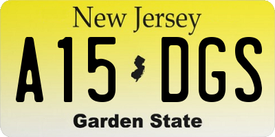 NJ license plate A15DGS