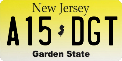 NJ license plate A15DGT