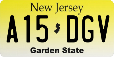 NJ license plate A15DGV