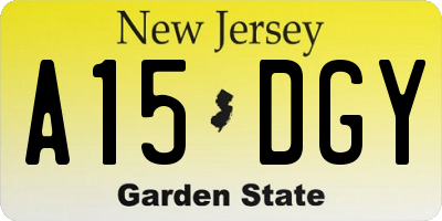 NJ license plate A15DGY
