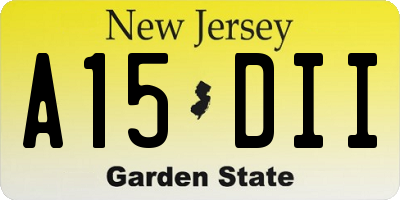 NJ license plate A15DII