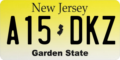 NJ license plate A15DKZ