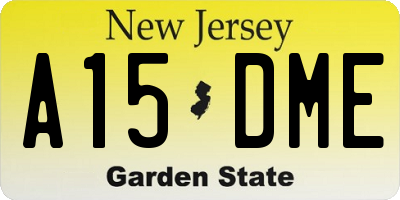 NJ license plate A15DME