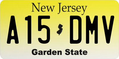 NJ license plate A15DMV