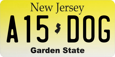 NJ license plate A15DOG