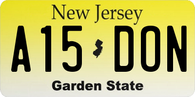 NJ license plate A15DON
