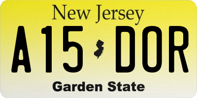 NJ license plate A15DOR