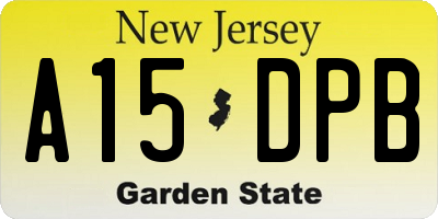 NJ license plate A15DPB