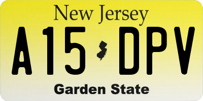 NJ license plate A15DPV