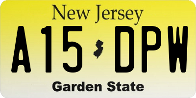 NJ license plate A15DPW