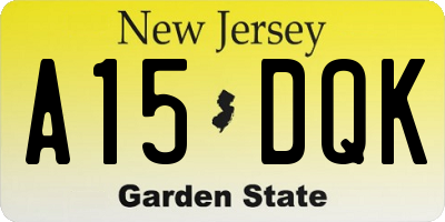 NJ license plate A15DQK