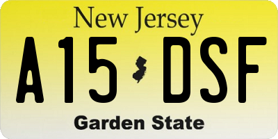 NJ license plate A15DSF