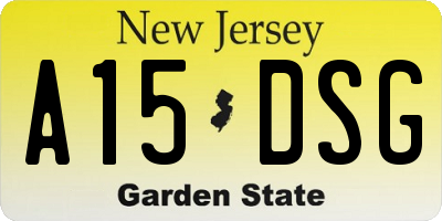NJ license plate A15DSG