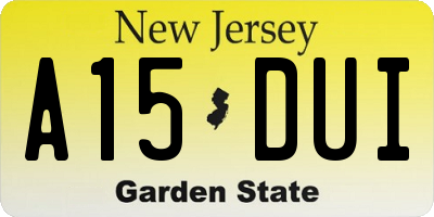 NJ license plate A15DUI