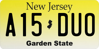 NJ license plate A15DUO