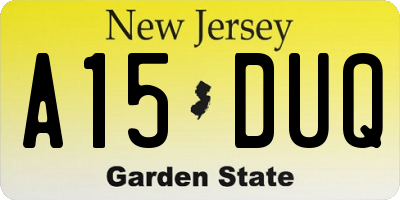 NJ license plate A15DUQ