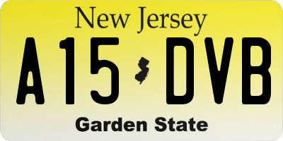 NJ license plate A15DVB