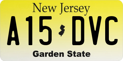 NJ license plate A15DVC