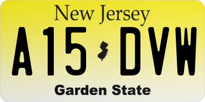 NJ license plate A15DVW