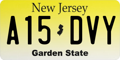 NJ license plate A15DVY