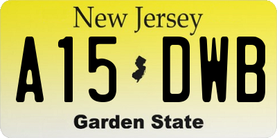 NJ license plate A15DWB